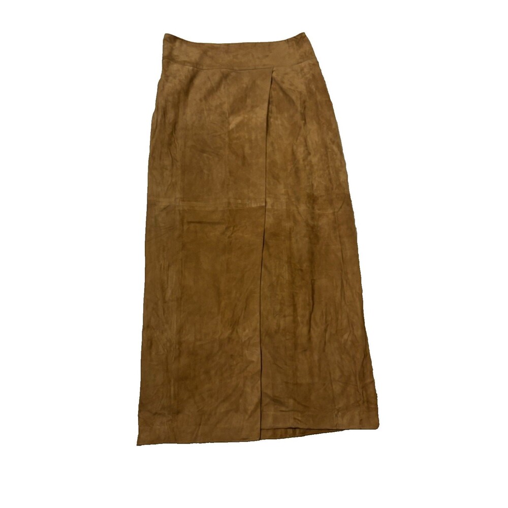 Vince Size 4 Women Brown Tan 100% Suede Leather Maxi Bohemian Western Skirt  EUC